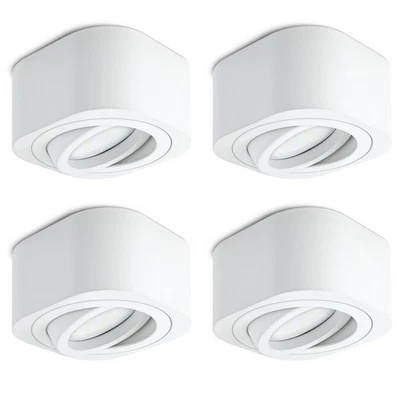 4x LED Aufbauspot TEARA flach schwenkbar weiß mit Modul 4W warmweiß Deckenlampe - Bild 1 von 4