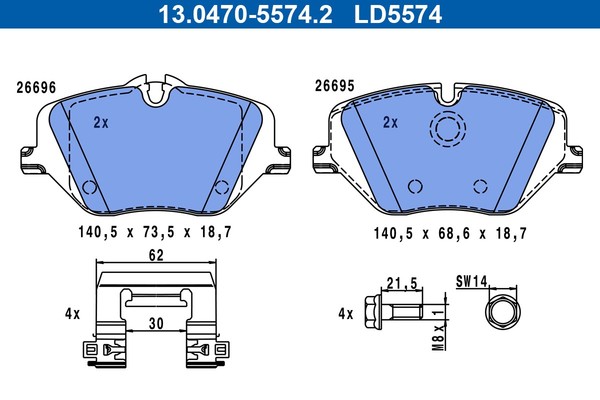 Bremsbelagsatz FÜR BMW X1 (U11), BMW 2 Active Tourer (U06) - ATE 13.0470-5574.2-image