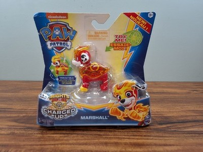 Paw Patrol Mighty Pups Charged Up Marshall Action Figure Lights Up! New Read