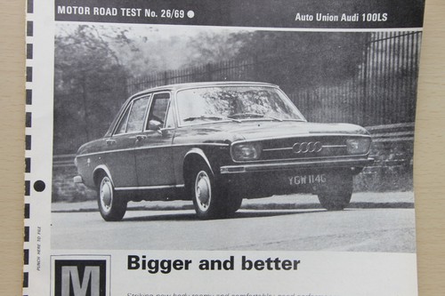 Original 1969 Motor mag extracted road test No 26/69: AUTO UNION AUDI 100 LS