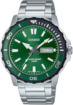 Casio MTD-125D-3AV Analog Uhr Grün 46,5mm 10ATM Drehbar
