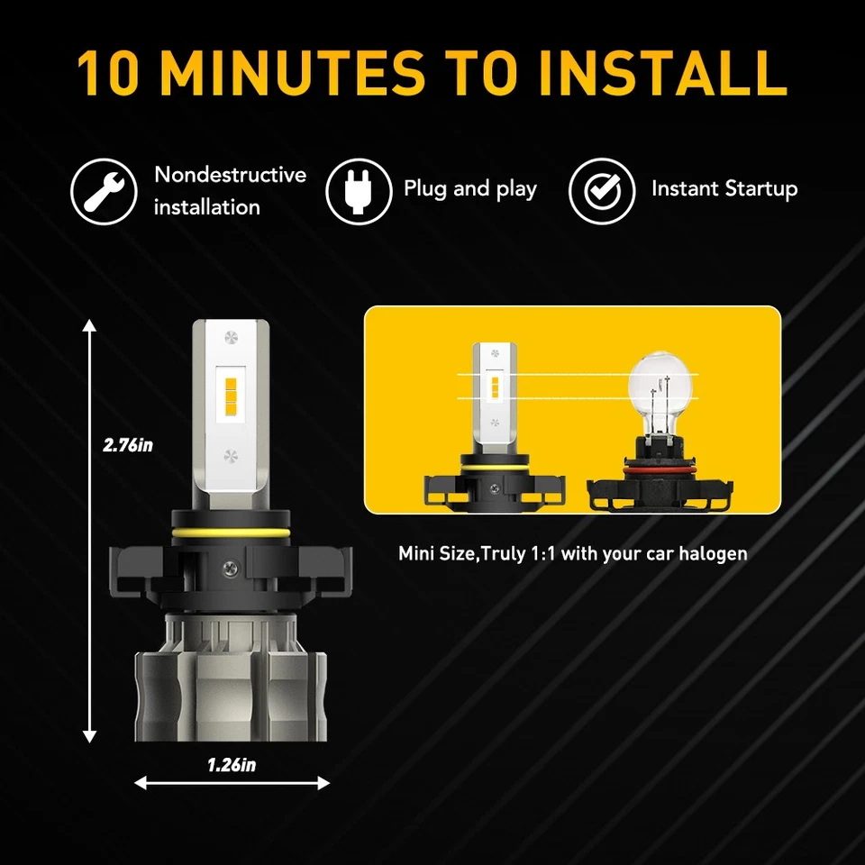 Luz antiniebla LED AUXITO 5202 bombillas amarillas para Chevy Silverado 1500 2500 HD 07-15 E Foto 3 de 4