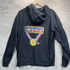 Nike Hoodie Big Kids L Black Jacket Graphic Sportswear Club Oversize Full Zip