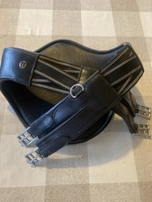 Equi Port 54"  Black Leather Soft Padded Elasticated Stud Girth VGC Hardly Used
