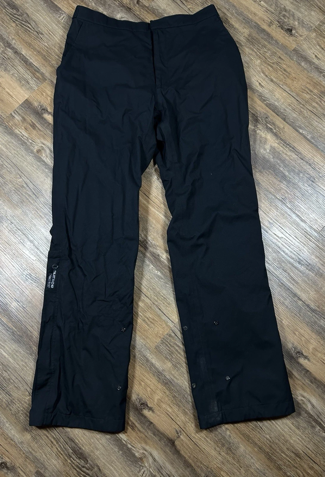 Sunice Rain Pants Men M (33) Black Gore-Tex Hurricane Waterproof Golf Adjustable