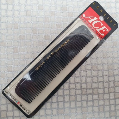 Vintage Sealed Genuine Ace Hard Rubber Comb AA058 UPC 61586 NOS USA Made Rare