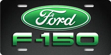 Ford Art Blue F150 Green on Carbon fiber look Aluminum License Plate Tag Truck