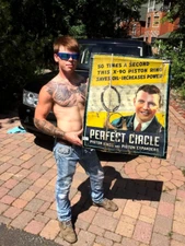 Vintage Rare early Perfect Circle Piston Metal tin sign auto oil gas 20 by 26