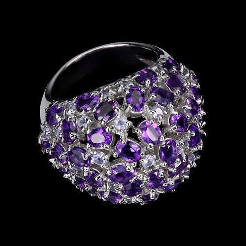 925 Sterling Silver Ring Oval Amethyst Tanzanite Natural Gemstone Jewelry Size 8 - Picture 3 of 11