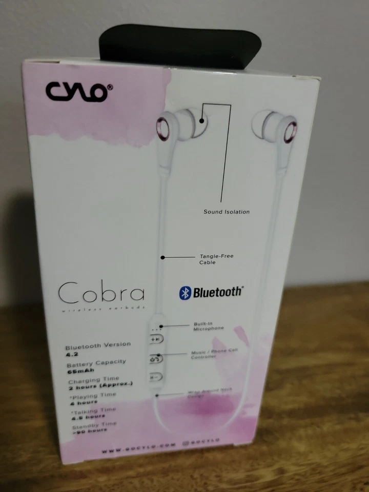 CYLO Cobra Bluetooth Wireless Earbuds White CY3298 New - Image 2 of 4