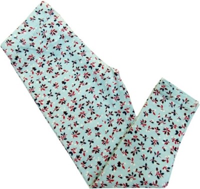 Epic Threads Girl Leggings light blue flowering leaves  size 6 (44-47'' 42-47lbs)