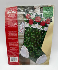 Bucilla ROSES  HOLLY Red Flowers Christmas Felt Stocking Kit 18" Stanziani NEW 