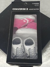 Converse Infant Booties Socks GIrl 0-6 Months Chuck Taylor Pink White 2 Pair