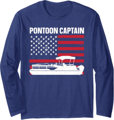 Cool Pontoon Captain Art For Pontoon Boat Captain Long Sleeve Tshirt