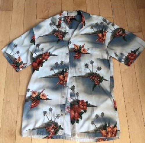 Hawaiian Izod shirt Classic vintage men's Rayon -  flowers & palm trees