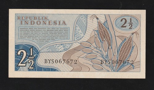 Indonesia, 2 1/2 2.5 Rupiah, P-79, 1961, Uncirculated Banknote - 第 2/2 張圖片