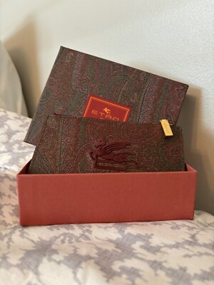 ETRO Milano Authentic Leather Paisley zippered card wallet