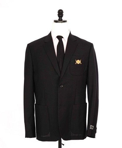 $3,350 Versace "BIGGIE" Solid Black Logo Side Tab Suit 40 - Picture 7 of 19