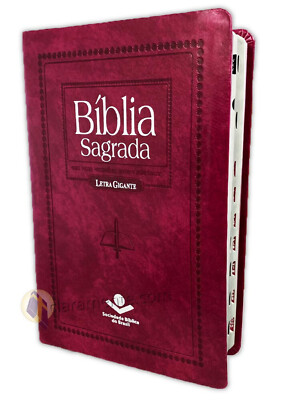 Bíblia Sagrada Almeida Revista e Corrigida imitação de couro purpura com índice