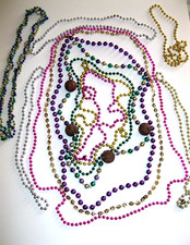 Vtg  12 Beads Necklaces, Mardi Gras, Parade Basketball Purple Green Gold Silver