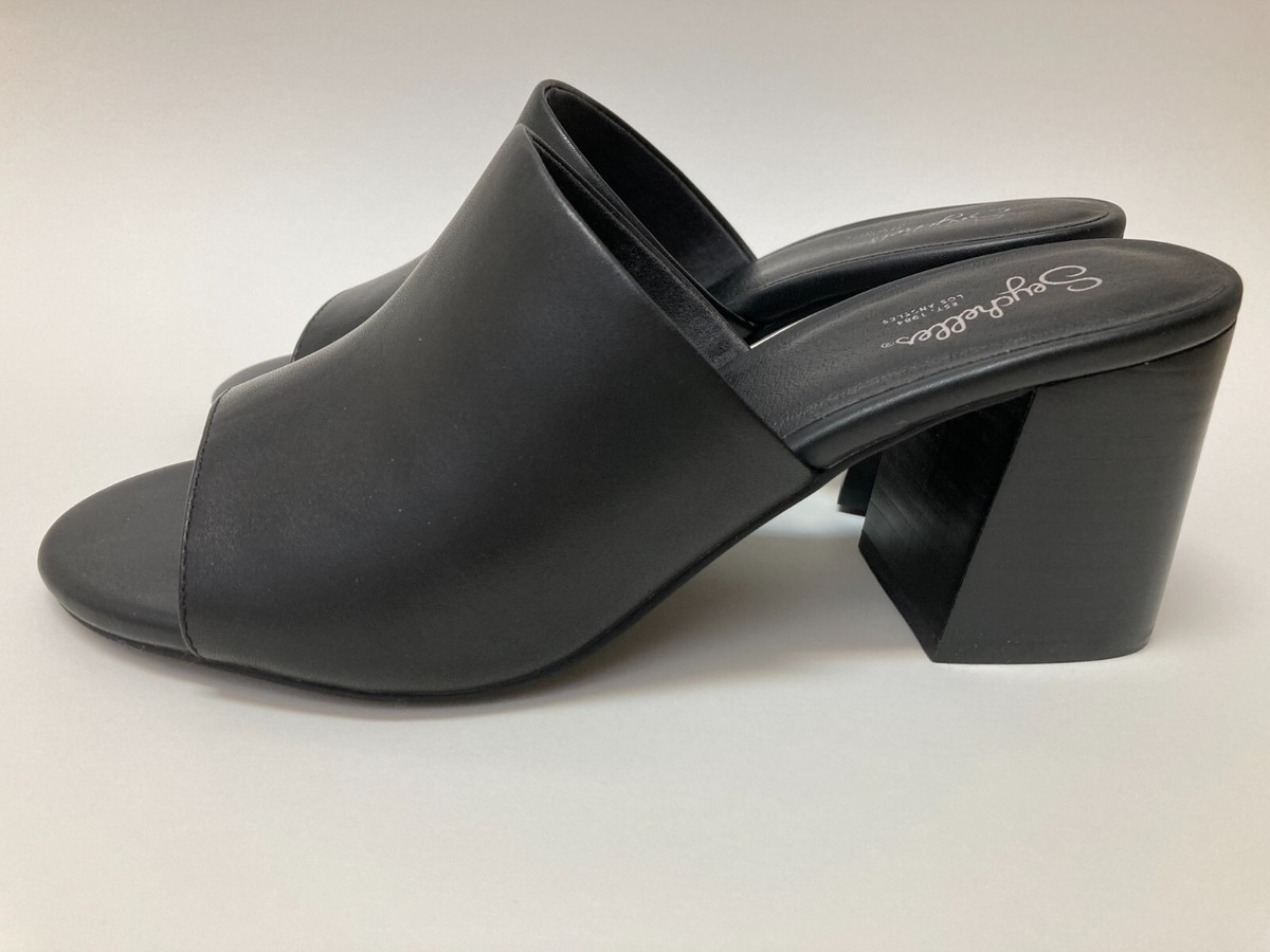 Womens Black Leather Sandals, size Seychelles Commute