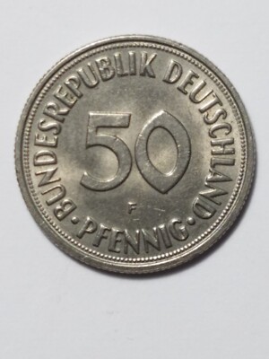 Ultra Rare Bundesrepublik F Deutschland 1950 50 Pfennig Collectors Coin