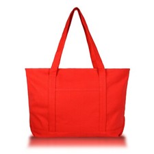 DALIX Womens 23" Deluxe 24 oz. Cotton Canvas Tote Bag Zippered
