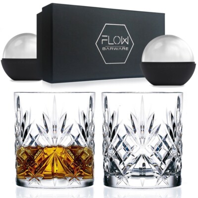 2er Set Kristall Whisky Gläser Bar Geschenk Scotch, Bourbon G&T Becher OVP