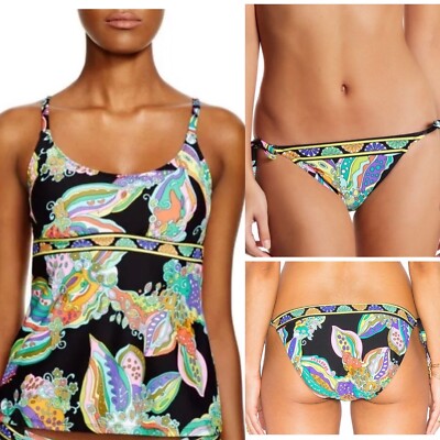 NWT $176 Trina Turk Sea Garden Sz 6 Tankini Top & Sz 8 Side Tie Hipster Bottom