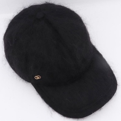 Authentic GUCCI Mohair Baseball Cap Petit Marmont L Size Black Made in Italy