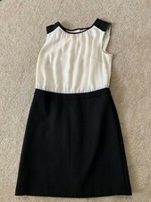 Ann Taylor Loft Black Ivory Color Block Combo Sheath Dress 00 Petite Nice!