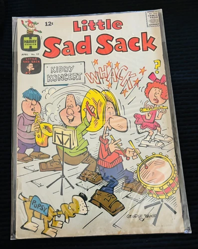 Old Comics Little Sad Sack April #10 Harvey Kiddy Concert Drums Music Puppy ⭐️