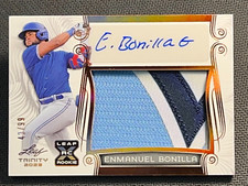 2023 Leaf Trinity AWESOME !! WORN PATCH ROOKIE AUTO Enmanuel Bonilla 42/99