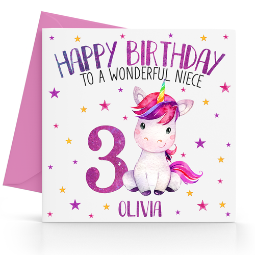 Personalised Safari Animals Birthday Card For Little Girl