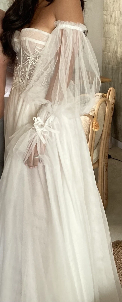empire waist dresses casual Empire Waist Elegant Above the Knee Tulle Wedding Dress with Puffy Ski –  Rosymae main image 1