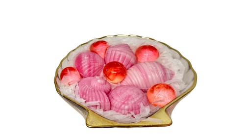 Jabones decorativos vintage de los años 80 conchas marinas y aceites de baño en plato nuevo sellado - Imagen 9 de 12