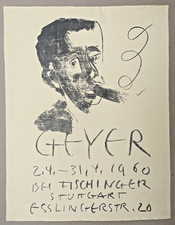 Wilhelm Geyer (1900 - 1968). Plakat mit Bertolt Brecht, Orig. Lithografie, 1960.
