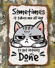 Funny Cat Wall Art 8x12 Metal Tin Sign Vintage Iron Sarcastic Humor Decor