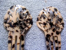 Pair Spanish art deco style hair comb acrylic faux tortoiseNO US IMPORT FEES