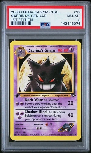 2000 POKEMON GYM CHALLENGE 1ST EDITION #29 SABRINA'S GENGAR PSA 8