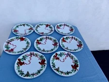 ROYAL NORFOLK ( LOT OF 8 ) CARDINAL CHRISTMAS DINNER PLATES UNUSED