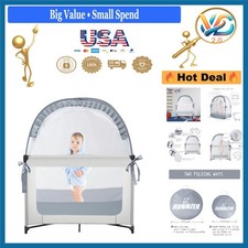 Baby Pack and Play Tent Canopy for Crib, Mosquito Net, Gray, Easy Setup