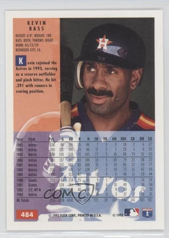 1994 Fleer Kevin Bass #484 - Image 2 of 2