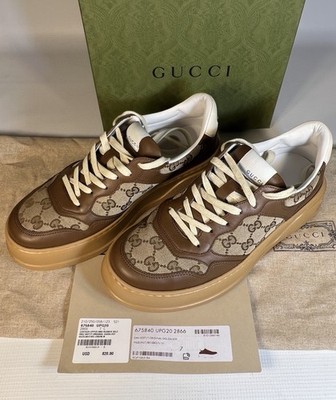 Gucci Men's Sneakers GG Canvas Hazelnar Brown Leather Size 7 US | eBay