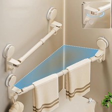 Suction Cup Adjustable Towel Bar 50  100cm No  drill Rack with Hook