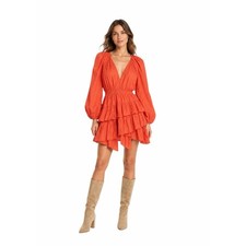 Ulla Johnson - Miranda Red Orange Ruffle Mini Dress Sz 10
