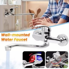 Robinet d'évier de cuisine mural tube rotatif flexible 15 cm alliage de zinc ch