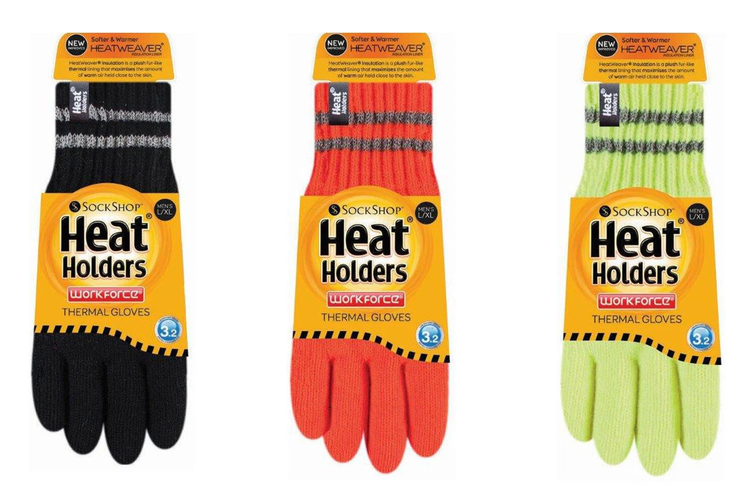 Heat Holders - Mens Winter Hi Viz / Vis Reflective Thermal Insulated Work Gloves