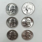 6 90% Silver Washington Quarters 1956–1963 Lot Pre-1965 Very Good Condition