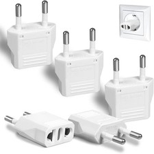 6 Pack US to Europe Plug Adapter - Type C European Travel Adapter, 6, white